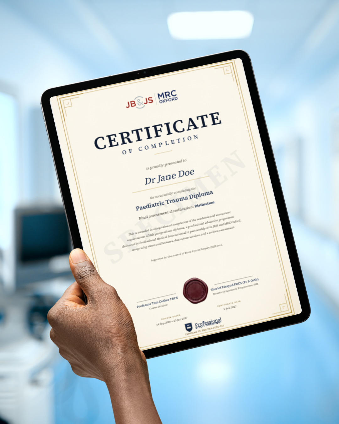 Diploma in Trauma Surgery - Example Diploma Certificate